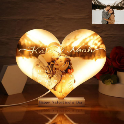 Acrylic Personalised Customised Couple Name & Image in Heart Shape Lamp