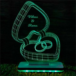 3D Ring Box Design Led Lamp With Customized Name